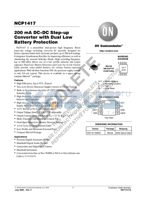 NCP1417_06 datasheet - 200 mA DC−DC Step−up Converter with Dual Low Battery Protection