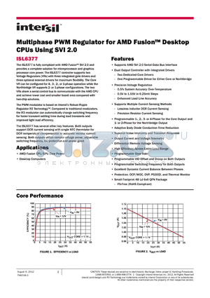 ISL6377IRZ datasheet - Multiphase PWM Regulator for AMD Fusion Desktop CPUs Using SVI 2.0