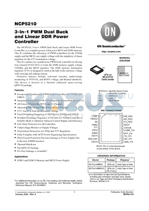 NCP5210 datasheet - 3-in-1 PWM Dual Buck and Linear DDR Power Controller