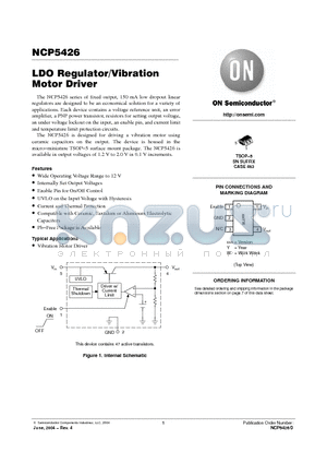 NCP5426 datasheet - LDO Regulator/Vibration Motor Driver