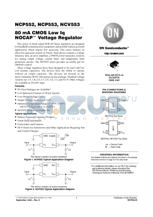NCP552SQ28T1 datasheet - 80 mA CMOS Low Iq NOCAP Voltage Regulator
