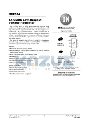 NCP694D10HT1G datasheet - 1A CMOS Low-Dropout Voltage Regulator
