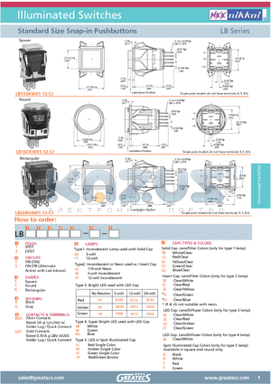 LB16CKW01-12-CJ datasheet - Standard Size Snap-in Pushbuttons