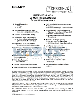 LH28F320S5-L90 datasheet - 32-MBIT(4MBx8/2MBx16) Smart 5 Flash MEMORY