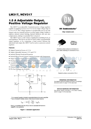 NCV317BD2TR4G datasheet - 1.5 A Adjustable Output, Positive Voltage Regulator