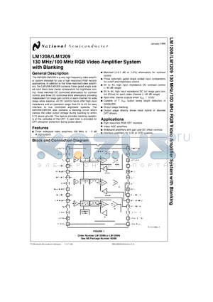 LM1209 datasheet - 130 MHz/100 MHz RGB Video Amplifier System with Blanking