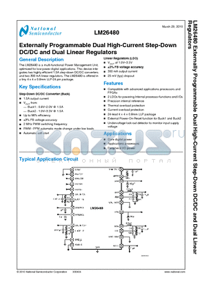 LM26480SQ-BF datasheet - Externally Programmable Dual High-Current Step-Down DC/DC and Dual Linear Regulators