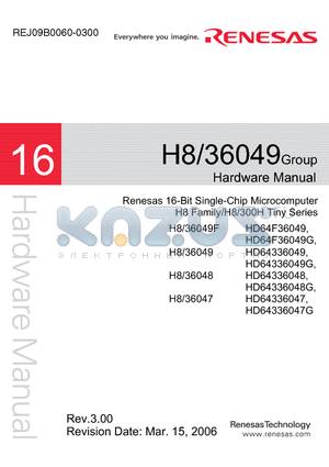 H8/36049F datasheet - Renesas 16-Bit Single-Chip Microcomputer H8 Family / H8/300H Tiny Series