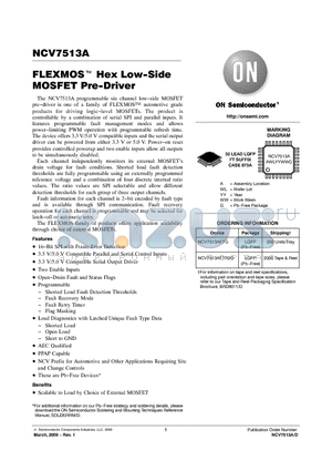 NCV7513AFTG datasheet - FLEXMOS Hex Low-Side MOSFET Pre-Driver