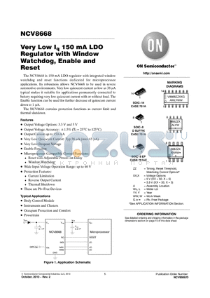NCV8668 datasheet - Very Low I 150 mA LDO Regulator with Window Watchdog, Enable and Reset