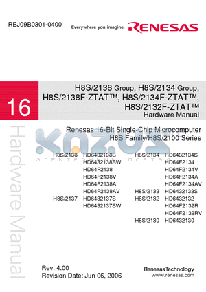 HD64F2134A datasheet - Renesas 16-Bit Single-Chip Microcomputer H8S Family/H8S/2100 Series