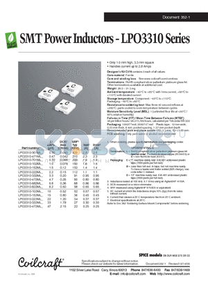 LPO3310-153ML datasheet - SMT Power Inductors