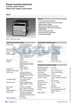 NE213 datasheet - Preset counters electronic