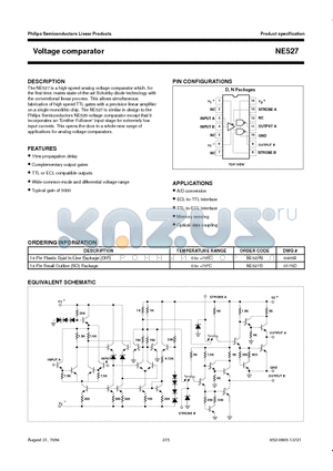 NE527 datasheet - Voltage comparator