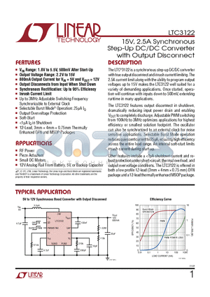 LTC3458 datasheet - 15V, 2.5A Synchronous Step-Up DC/DC Converter with Output Disconnect