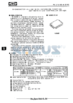 NJU6426 datasheet - 8-CHARACTER 4-LINE WITH EXTENSION FUNCTION DOT MATRIX LCD CONTROLLER DRIVER