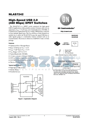 NLAS7242MUTBG datasheet - High-Speed USB 2.0 (480 Mbps) DPDT Switches