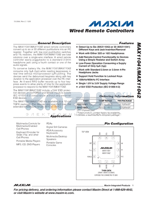 MAX11041ETC+ datasheet - Wired Remote Controllers