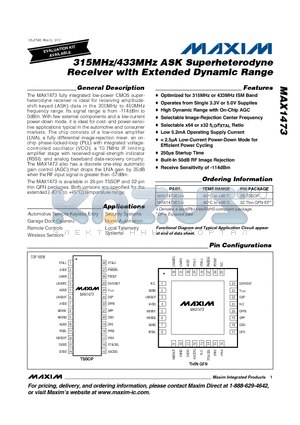 MAX1473_11 datasheet - 315MHz/433MHz ASK Superheterodyne Receiver with Extended Dynamic Range