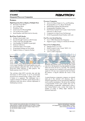 FM4005 datasheet - Integrated Processor Companion