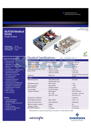 NLP250N-99S12J datasheet - Single Output Medical safeties