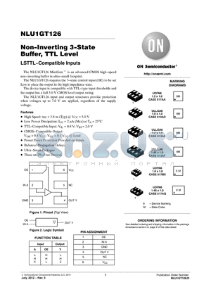 NLU1GT126AMUTCG datasheet - Non-Inverting 3-State Buffer, TTL Level