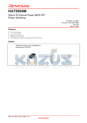 HAT2054M-EL-E datasheet - Silicon N Channel Power MOS FET Power Switching