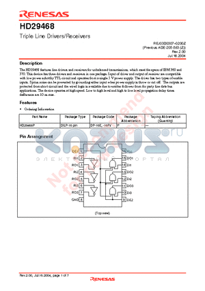 HD29468P datasheet - Triple Line Drivers/Receivers