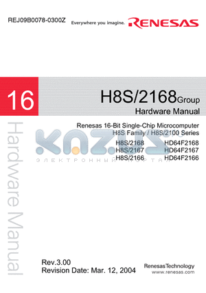 HD64F2167 datasheet - Renesas 16-Bit Single-Chip Microcomputer H8S Family / H8S/2100 Series