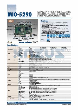 MIO-5290 datasheet - Intel^ Core i7 / i3, 3.5
