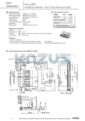 NMS011-2500-2 datasheet - miniSD Card Reader - Push / Push (Reversed Type)