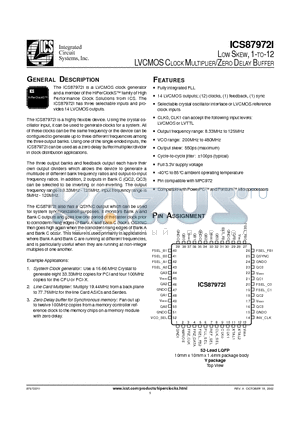 ICS87972I datasheet - LOW SKEW, 1-TO-12 LVCMOS CLOCK MULTIPLIER/ZERO DELAY BUFFER