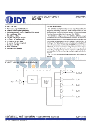 IDT2305A-1DCGI datasheet - 3.3V ZERO DELAY CLOCK BUFFER