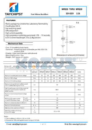 MR826 datasheet - Fast Silicon Rectifiers