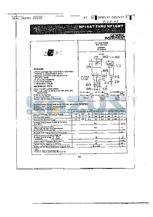 NP16DT datasheet - 16 AMPERE SILICON RECTIFIER