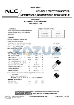 NP80N055CLE datasheet - SWITCHING N-CHANNEL POWER MOS FET INDUSTRIAL USE