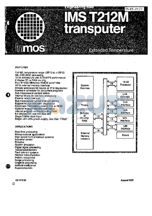 IMST212M datasheet - TRANSPUTER FULL MIL TEMPERATURE RANGE PROCESSING