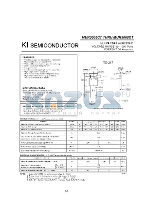 MUR3010CT datasheet - ULTRA FSAT RECTlFIER