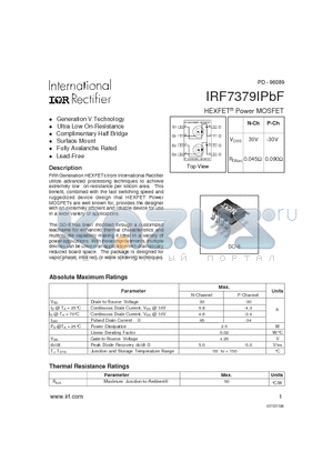 IRF7379IPBF datasheet - HEXFET^ Power MOSFET