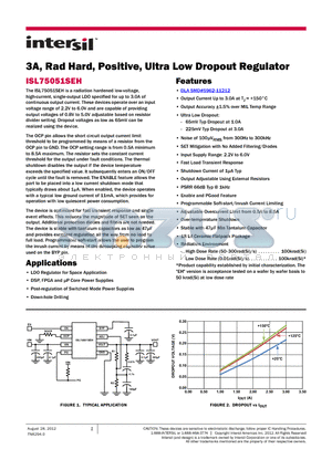 ISL75051SRHF/PROTO datasheet - 3A, Rad Hard, Positive, Ultra Low Dropout Regulator