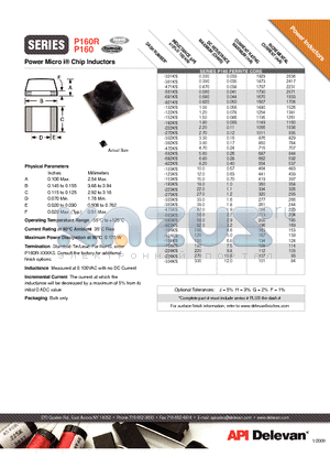 P160R datasheet - Power Micro i^ Chip Inductors