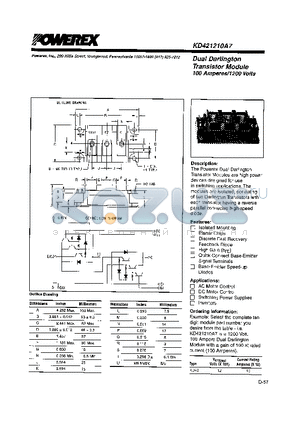 KD421210A7 datasheet - Dual Darlington Transistor Module (100 Amperes/1200 Volts)