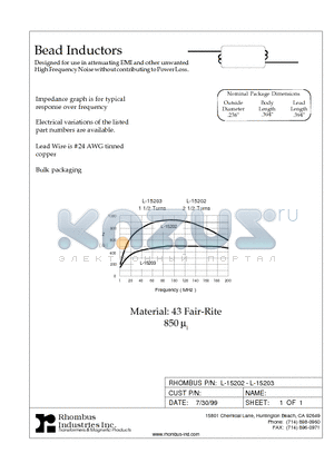 L-15202 datasheet - Bead Inductors