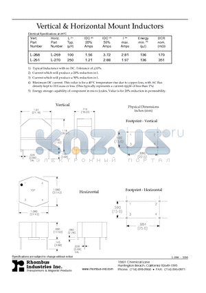 L-268 datasheet - Vertical & Horizontal Mount Inductors
