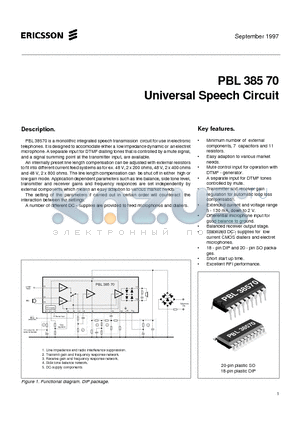 PBL385701SOT datasheet - Universal Speech Circuit