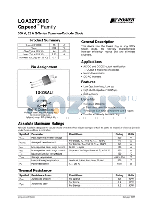 LQA32T300C datasheet - 300 V, 32 A Q-Series Common-Cathode Diode