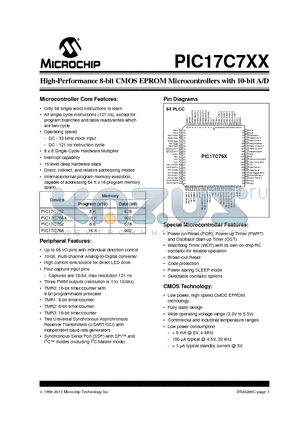 PIC17C766 datasheet - High-Performance 8-bit CMOS EPROM Microcontrollers with 10-bit A/D