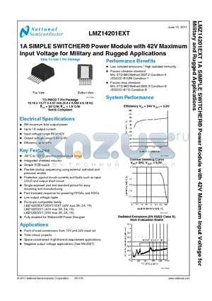 LMZ14201EXTTZE datasheet - 1A SIMPLE SWITCHER^ Power Module with 42V Maximum Input Voltage for Military and Rugged Applications