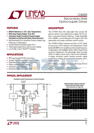 LT4430 datasheet - Secondary-Side Optocoupler Driver