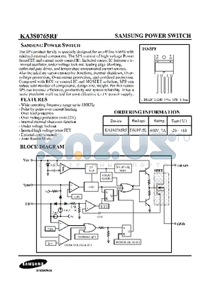 KA3S0765RF datasheet - SAMSUNG POWER SWITCH